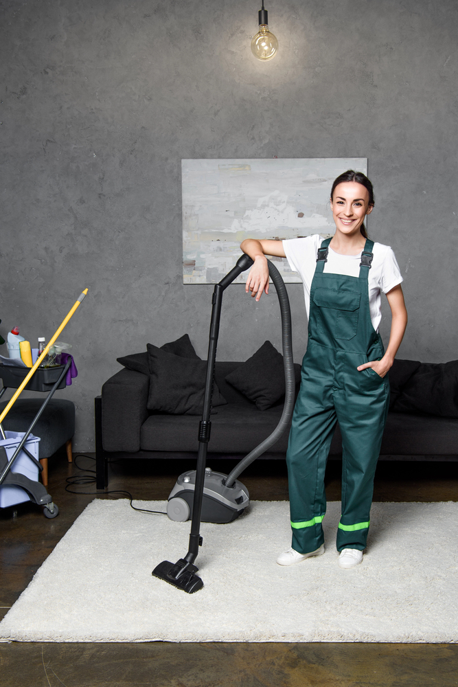 Professional carpet cleaning technician